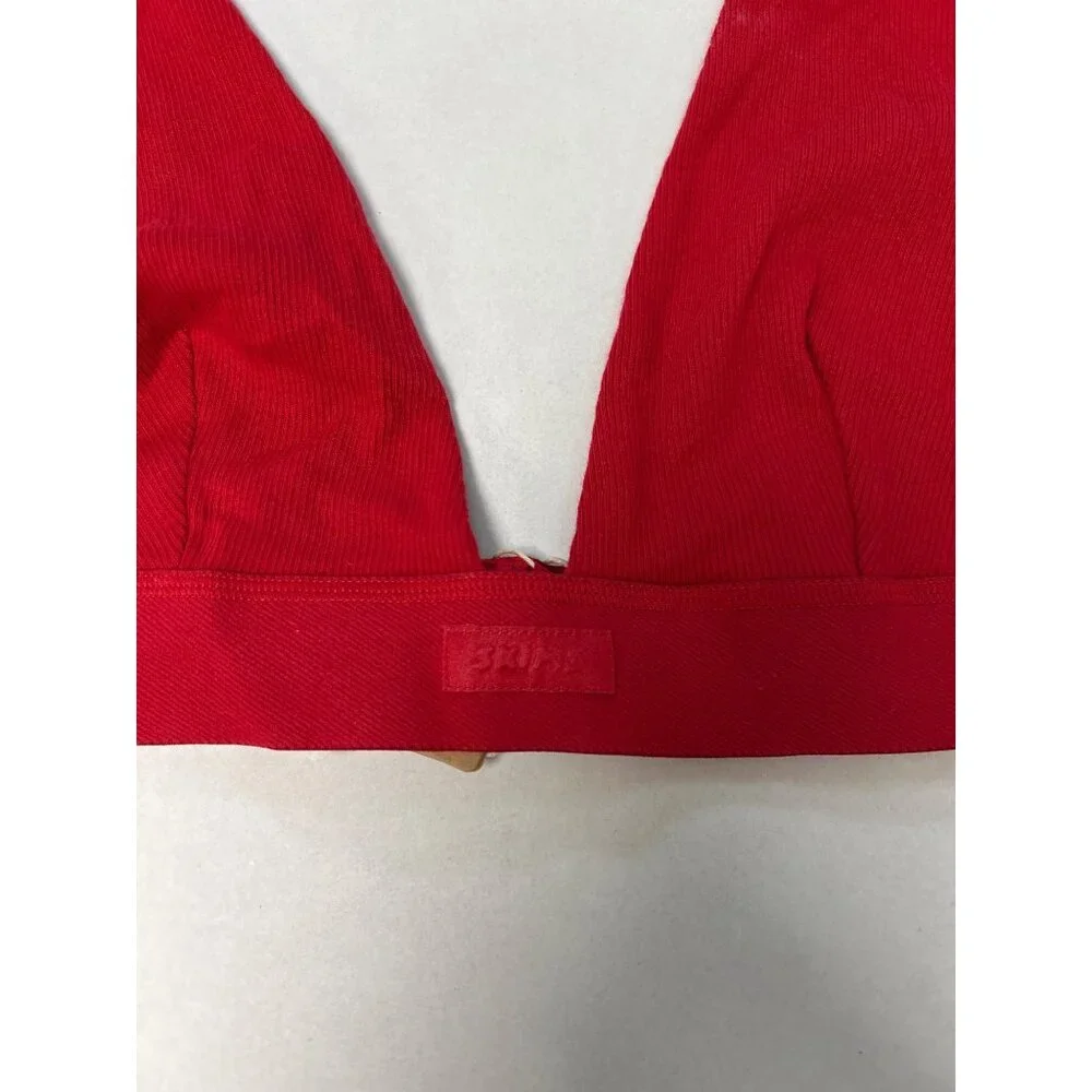 SKIMS Cotton Rib Halter Bralette Cranberry Size Large NWT - Picture 6 of 8